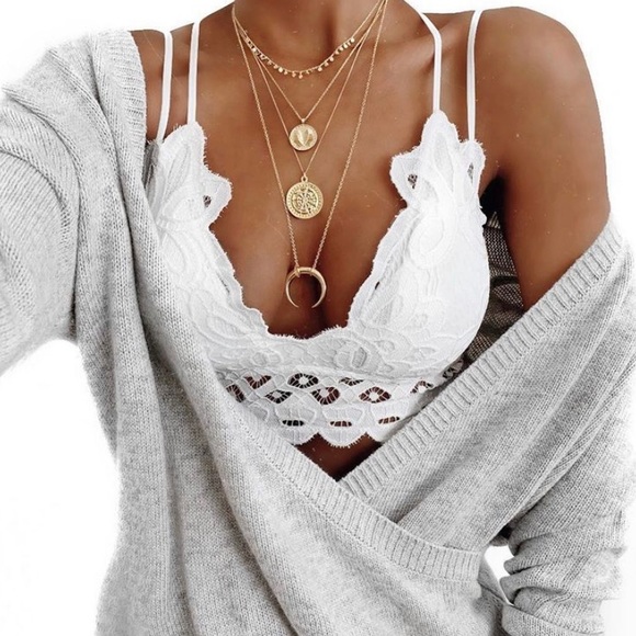 FLASH SALE! Scallop White Lace Bralette Ruffle Bra Tank - Picture 6 of 8